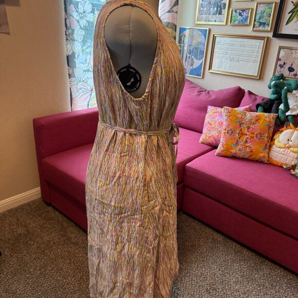 People Tree Sleeveless Printed Midi Dress UK 16 (US 12) Fair Trade Sustainable - Picture 4 of 5